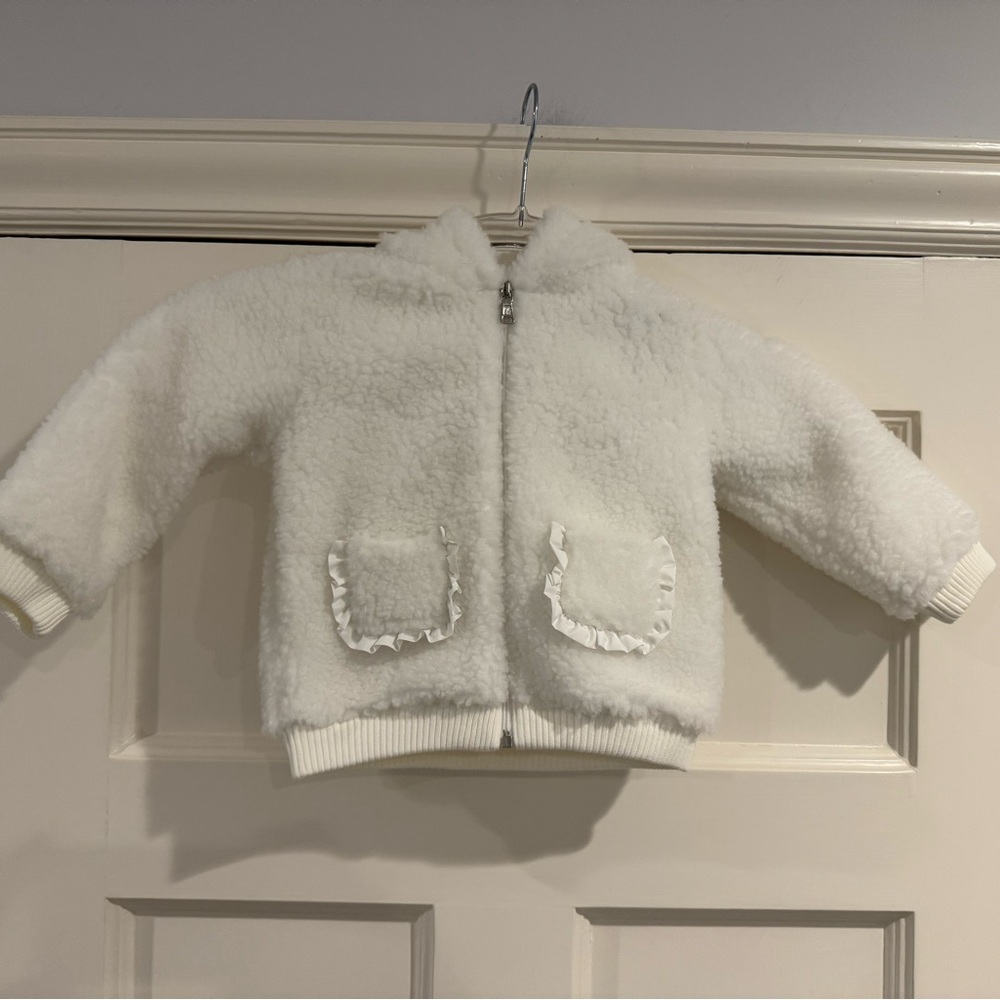 Moncler White Fleece Zip Hoodie Jacket